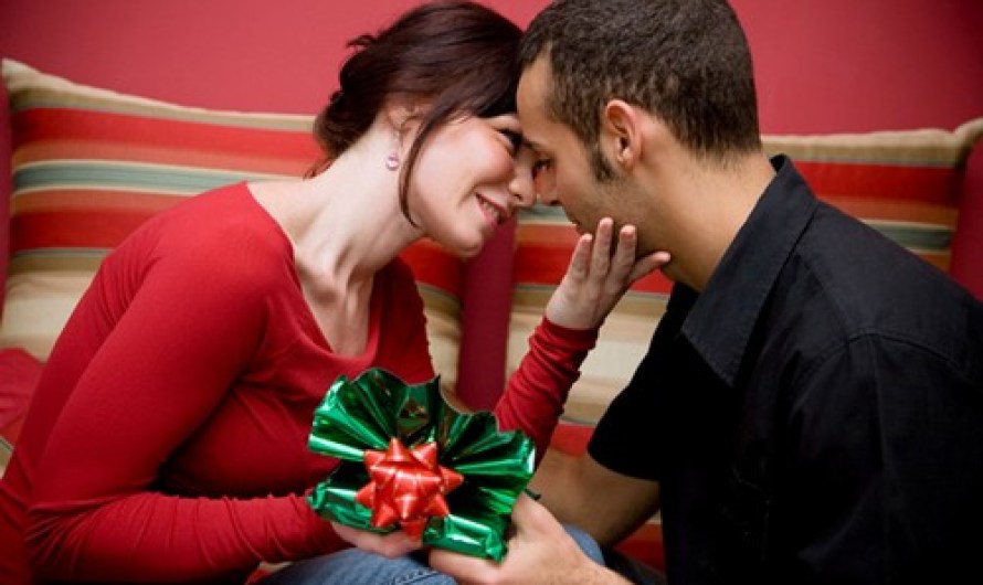 Sweet Couple Exchanging Gifts