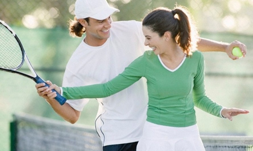 Couple Playing Tennis